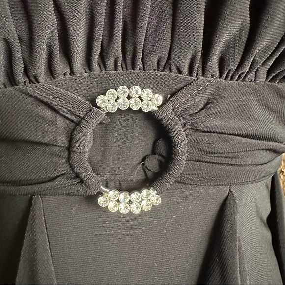 VTG Y2K 2000s Black Ruffle Ruched Bust Rhinestone Metal Hoop Dress - Picture 3 of 9